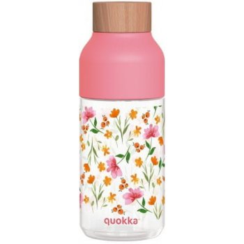 QUOKKA Ice Plastová láhev PINK FLOWERS 570 ml
