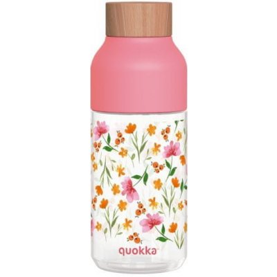 QUOKKA Ice Plastová láhev PINK FLOWERS 570 ml