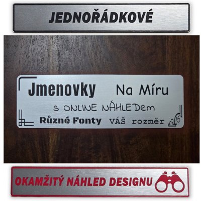 Jmenovky - cedulky na dveře - jeden řádek - černý text – Sleviste.cz
