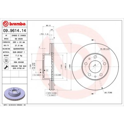 BREMBO Brzdový kotouč 09.9614.14