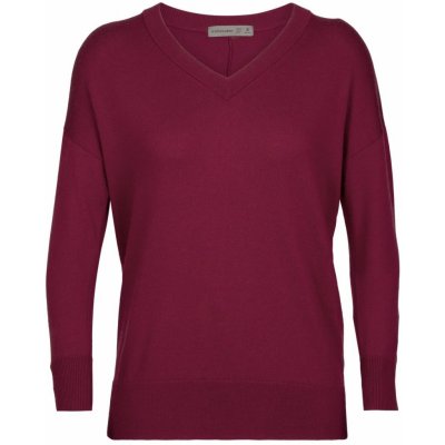 Icebreaker dámský merino svetr Wmns Shearer V Sweater Cherry