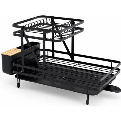 Costway Odkapávač na nádobí dvoupatrový, černý KC55230DK – Hledejceny.cz