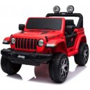 Beneo elektrické autíčko Jeep Wrangler dvoumístné kožená sedadla Rádio s Bluetooth přehrávačem SD / USB vstup Pohon 4x4 12V10Ah Baterie EVA kola Odpružené nápravy 24 GHz červená