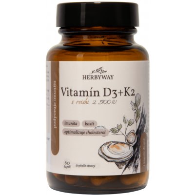 Herbyway Vitamín D3+K2 s reishi 2500 UI 60 kapslí – Hledejceny.cz