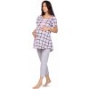 Těhotenské a kojící pyžamo a košilka Mateřské pyžamo s krátkým rukávem Růžová šedá