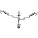 Polohovatelný držák pro 3 monitory, 2-9KG, svorka a průchodka stolu, 17"-30", USB HUB, 75x75/100x100, šedý – Sleviste.cz