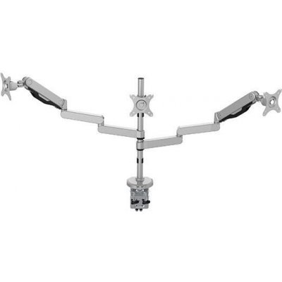 Polohovatelný držák pro 3 monitory, 2-9KG, svorka a průchodka stolu, 17"-30", USB HUB, 75x75/100x100, šedý – Sleviste.cz