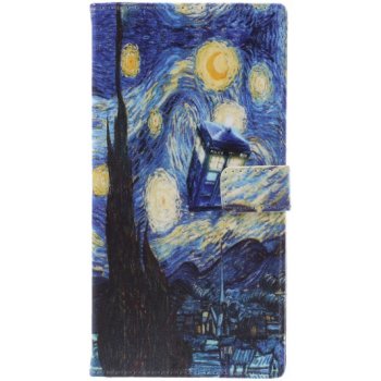 Pouzdro JustKing flipové TARDIS van Gogh Samsung Galaxy J3 2018 - modré