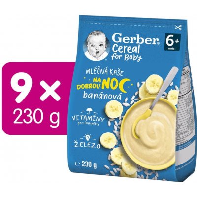 Gerber Cereal mléčná kaše banánová Dobrou noc 9 x 230 g – Zbozi.Blesk.cz