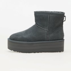 UGG Classic Mini Platform dámské semišové sněhule na platformě šedé