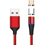 Kabel Magnetický micro USB a USB-C nabíjecí a datový, 1m, červený – Zboží Živě