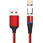 Kabel Magnetický micro USB a USB-C nabíjecí a datový, 1m, červený – Zboží Mobilmania