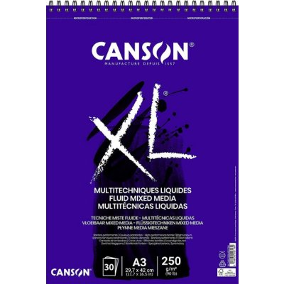 Canson Skicák na mokrá média XL Fluid Mix-Media A3 250g 30 listů – Zboží Mobilmania