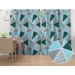 Biante Bavlněný závěs Sandra SA-334 Modro-zelené trojúhelníky 150x140 cm – Zboží Mobilmania