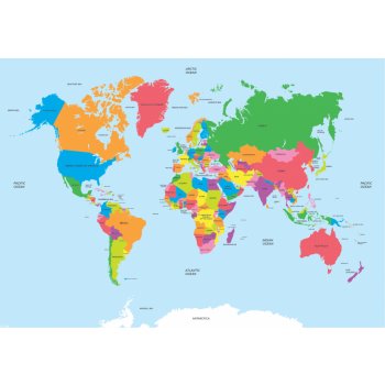 Coloriqa fototapeta Mapa světa 3537 Materiál: Samolepící tapeta, Rozměr: 152,5 x 104 cm M