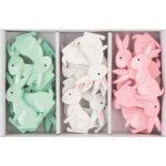 Zajíc dřevěný s lepíkem 4 cm 24 ks v krabičce pastelové barvy Anděl Přerov – Hledejceny.cz