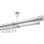 Garol Stropní kovová garnýž dvojitá Monako new stříbrná exclusive komplet 250 cm – Sleviste.cz
