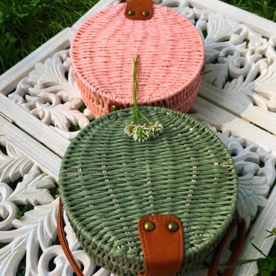 Smilargan pletená slaměná košíková kabelka Maya růžová