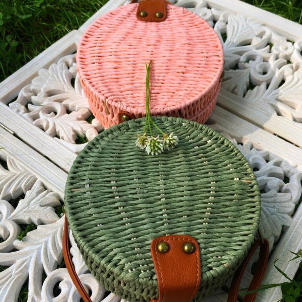 Kabelka Smilargan pletená slaměná košíková kabelka Maya růžová