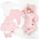 Baby Nellys Pletená sada oblečení pro miminko Star 5D růžová – Zboží Dáma