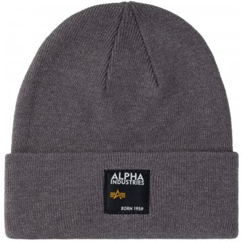Alpha Industries čepice Label Beanie vintage grey
