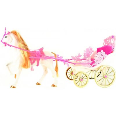 Barbie Nábytek Glorie pro panenky Kočár s koněm