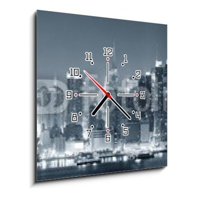 Obraz s hodinami 1D - 50 x 50 cm - New York City Manhattan black and white New York City Manhattan černé a bílé