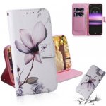 Pouzdro Stand PU kožené peněženkové Sony Xperia 1 - květ – Zboží Živě