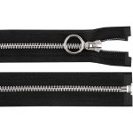 Kovový zip No 5 délka 70 cm s ozdobným jezdcem, střední, černá stříbrná – Hledejceny.cz