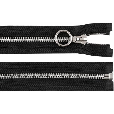Kovový zip No 5 délka 70 cm s ozdobným jezdcem, střední, černá stříbrná – Hledejceny.cz