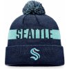 Čepice Fanatics Pánská Zimní čepice Seattle Kraken Fundamental Beanie Cuff with Pom