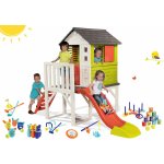 Smoby Set detský domček na pilieroch Pilings House s 1,5 m šmykľavkou+športový set s plechovkovou pyramídou a kolky SM810800-16 – Zboží Mobilmania