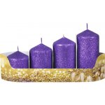 Fialové glitrované adventní svíčky 4 ks Ø 5 x 6/7,5/9/10 cm – Hledejceny.cz