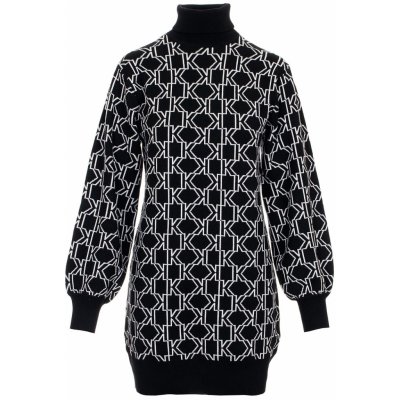 Karl Lagerfeld dámské úpletové šaty Monogram Knit černé s bílou