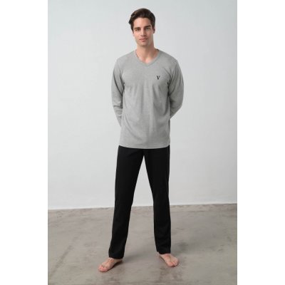 Vamp 15989 pánské pyžamo dlouhé šedé – Zboží Mobilmania