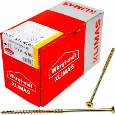 KLIMAS Wkret-met WKCS Ø6 mm TX-30 konstrukční vrut do dřeva se zápustnou hlavou 160 mm - 100 ks – Hledejceny.cz