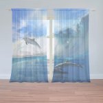 Sablio Záclony Delfíni ve vlnách: 2ks 150x250cm – Hledejceny.cz