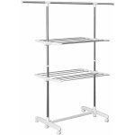 Goleto Pojízdný sušák kovový 3 úrovně | stříbrný – Sleviste.cz