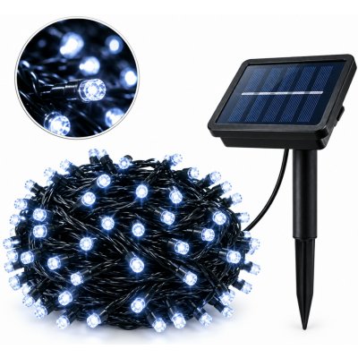 Aga Solární světelný řetěz 100 LED Studená bílá – Hledejceny.cz