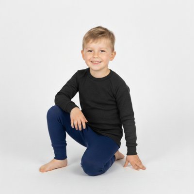 Crawler Merino tričko dlouhý rukáv kulatý výstřih dětské grafitová – Zboží Dáma