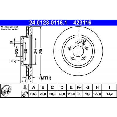 ATE Brzdový kotouč 24.0123-0116.1