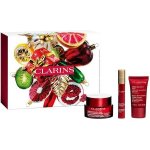 Clarins Super Restorative denní krém pro všechny typy pleti 50 ml + noční krém pro všechny typy pleti 50 ml + aktivní sérum pro vyhlazení kontur obličeje 10 ml + kosmetická taštička dárková sada – Sleviste.cz