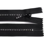 Kostěný zip No 4 délka 16 cm se štrasovými kamínky - černá – Hledejceny.cz