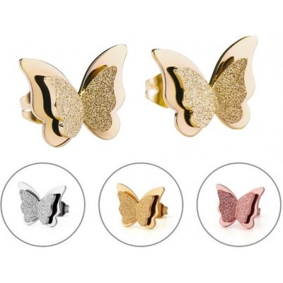 Impress Jewelry pecky z chirurgické oceli Motýlci zlatá SSBTR1479