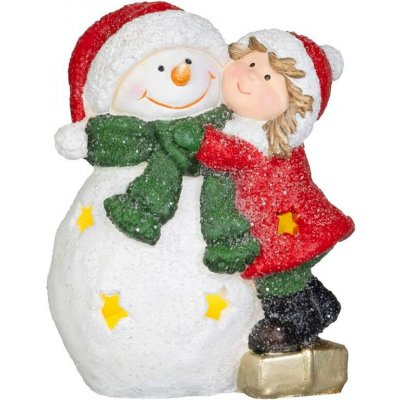 Dekorácia MagicHome dievčatko so snehuliakom LED 8x12.5x15.8 cm – Hledejceny.cz
