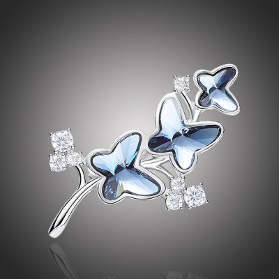 Éternelle brož Swarovski Elements Montanari motýl B1043 Tmavě modrá – Zboží Dáma