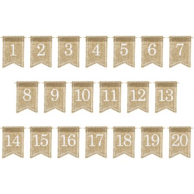 PartyDeco Sada jutových číslic 1 až 20 – Zboží Dáma
