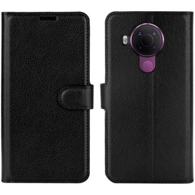 Litchi PU kožené peněženkové pro mobilní telefon Nokia 5.4 - černé – Zboží Živě