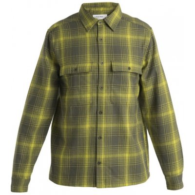 Icebreaker mens Dawnder LS flannel shirt plaid loden/bio lime – Zboží Mobilmania