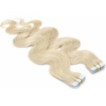 60cm Tape hair pu extension Tape in lidské vlasy remy vlnité platina – Zbozi.Blesk.cz